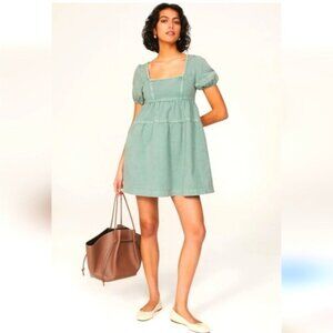 Louna Tiered Dress Green Denim Pocket Dress Size Small
